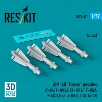 RS72-0431   AIM-4D "Falcon" missiles (4 pcs) (F-89J, F-101B/F, CF-101B/F, F-102A, F-4(C,D,E,EJ), J-35F/J, J-37, AJ-37) (3D Printed) (1/72) (thumb88490)