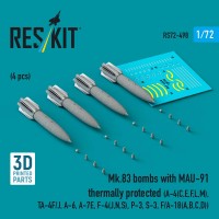RS72-0498   Mk.83 bombs with MAU-91  thermally protected (4 pcs) (A-4E, A-4F, B-52G/H) (3D printed) (1/72) (thumb88525)