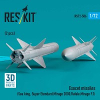 RS72-0506   Exocet missiles (2 pcs) (Sea King, Super Etendard, Mirage 2000, Rafale, Mirage F.1) (3D Printed) (1/72) (attach2 88547)
