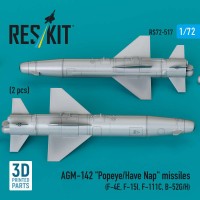 RS72-0517   AGM-142 «Popeye/Have Nap» missiles (2 pcs) (F-4E, F-15I, F-111C, B-52G/H) (3D Printed) (1/72) (attach2 88569)
