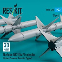 RS72-0520   Skyflash (RB71/Av.71) missiles (4 pcs) (British Phantom, Tornado, Viggen) (3D Printed) (1/72) (attach2 88581)