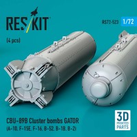 RS72-0523   CBU-89B cluster bombs GATOR (4 pcs) (A-10, F-15E, F-16, B-52, B-1B, B-2) (3D Printed) (1/72) (attach2 88585)