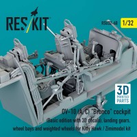 RSU32-0060   OV-10 (A, C) «Bronco» cockpit (Basic edition with 3D decals), landing gears, wheel bays and weighted wheels for Kitty Hawk / Zimimodel kit (3D Printed) (1/32) (attach2 88820)