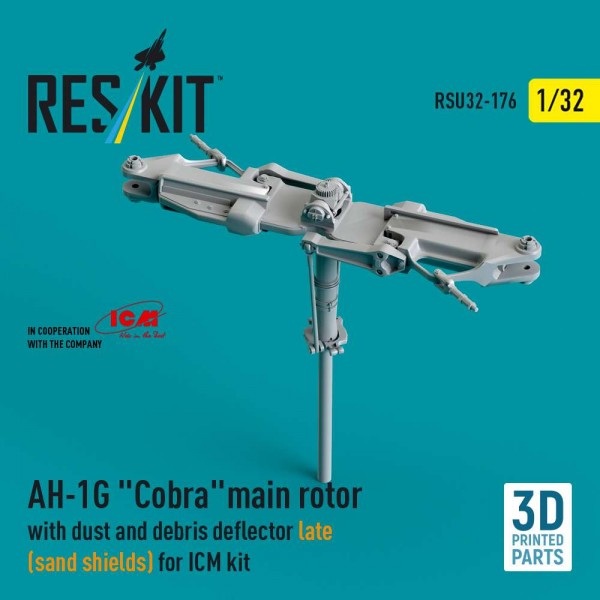 RSU32-0176   AH-1G "Cobra" main rotor with dust and debris deflector (sand shields) late version for ICM kit (3D Printed) (1/32) (thumb88855)