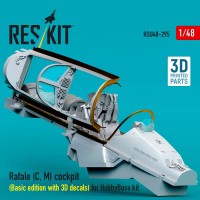 RSU48-0295   Rafale (C, M) cockpit (Basic edition with 3D decals) for HobbyBoss kit (3D printed) (1/48) (attach2 88321)