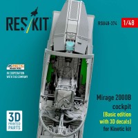 RSU48-0374   Mirage 2000B cockpit (Basic edition with 3D decals) for Kinetic kit (3D Printed) (1/48) (attach2 88355)