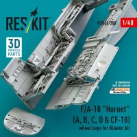 RSU48-0388   F/A-18 «Hornet» (A, B, C, D & CF-18) wheel bays for Kinetic kit (3D printed) (1/48) (attach2 88364)