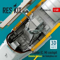 RSU48-0421   Rafale (C, M) cockpit (Detailed edition) for HobbyBoss kit (3D printed) (1/48) (attach2 88379)