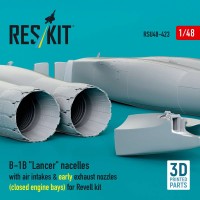 RSU48-0423   B-1B «Lancer» nacelles with air intakes & early exhaust nozzles (сlosed engine bays) for Revell kit (3D Printed) (1/48) (attach2 88383)