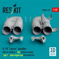 RSU48-0427   B-1B «Lancer» nacelles with air intakes & late exhaust nozzles (type 1) (open engine bay) for Revell kit (3D Printed) (1/48) (attach2 88397)