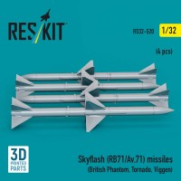 RS32-0520   Skyflash (RB71/Av.71) missiles (4 pcs) (British Phantom, Tornado, Viggen) (3D Printed) (1/32) (attach1 88796)