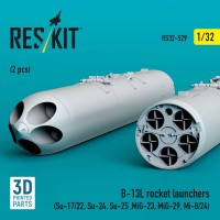RS32-0529   B-13L rocket launchers (2 pcs) (Su-17/22, Su-24, Su-25 ,MiG-23, MiG-29, Mi-8/24) (3D Printed) (1/32) (attach1 88812)