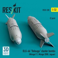 RS32-0530   BLG-66 «Belouga» cluster bombs (2 pcs) (Mirage F.1, Mirage 2000, Jaguar) (3D Printed) (1/32) (attach1 88816)