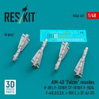RS48-0431   AIM-4D «Falcon» missiles (4 pcs) (F-89J, F-101B/F, CF-101B/F, F-102A, F-4(C,D,E,EJ), J-35F/J, J-37, AJ-37) (3D Printed) (1/48) (attach1 88185)