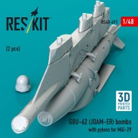 RS48-0491   GBU-62 (JDAM-ER) bombs with pylons for MiG-29 «Fulcrum» (2 pcs) (3D Printed) (1/48) (attach1 88196)