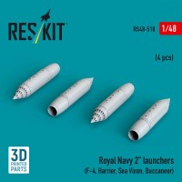 RS48-0510   Royal Navy 2" launchers (4 pcs) (F-4, Harrier, Sea Vixen, Buccaneer) (3D Printed) (1/48) (thumb88249)