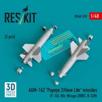 RS48-0518   AGM-142 «Popeye 2/Have Lite» missiles (2 pcs) (F-16I, Kfir, Mirage 2000C, B-52H) (3D Printed) (1/48) (attach1 88269)