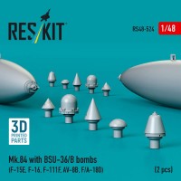 RS48-0524   Mk.84 with BSU-36/B bombs (2 pcs) (F-15E, F-16, F-111F, AV-8B, F/A-18D) (3D Printed) (1/48) (attach1 88285)