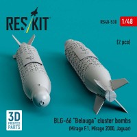 RS48-0530   BLG-66 «Belouga» cluster bombs (2 pcs) (Mirage F.1, Mirage 2000, Jaguar) (3D Printed) (1/48) (attach1 88309)