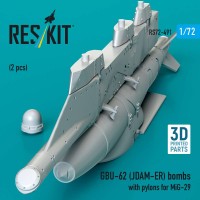 RS72-0491   GBU-62 (JDAM-ER) bombs with pylons for MiG-29 «Fulcrum» (2 pcs) (3D Printed) (1/72) (attach1 88501)