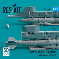 RS72-0492   GBU-62 (JDAM-ER) bombs with pylons for Su-27 «Flanker» (2 pcs) (3D Printed) (1/72) (attach1 88506)