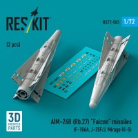 RS72-0503   AIM-26B (Rb.27) "Falcon" missiles (2 pcs) (F-106A, J-35F/J, Mirage III-S) (3D Printed) (1/72) (thumb88541)