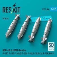 RS72-0504   GBU-54 (LJDAM) bombs (4 pcs) (A-10C, F-15E, F-16C/D, F-22A, F-35A, B-1B, B-2A, B-52H, MQ-9) (3D Printed) (1/72) (thumb88543)