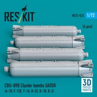 RS72-0523   CBU-89B cluster bombs GATOR (4 pcs) (A-10, F-15E, F-16, B-52, B-1B, B-2) (3D Printed) (1/72) (attach1 88585)
