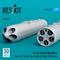 RS72-0529   B-13L rocket launchers (2 pcs) (Su-17/22, Su-24, Su-25 ,MiG-27, MiG-29) (3D Printed) (1/72) (attach1 88609)
