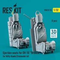 RSU32-0094   Ejection seats for OV-10 «Bronco» (2 pcs) for Kitty Hawk/Zimimodel kit (3D Printed) (1/32) (attach1 88827)