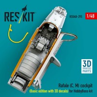 RSU48-0295   Rafale (C, M) cockpit (Basic edition with 3D decals) for HobbyBoss kit (3D printed) (1/48) (attach1 88321)