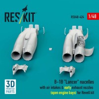 RSU48-0424   B-1B «Lancer» nacelles with air intakes & early exhaust nozzles (open engine bay) for Revell kit (3D Printed) (1/48) (attach1 88388)