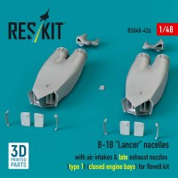 RSU48-0426   B-1B «Lancer» nacelles with air intakes & late exhaust nozzles (type 1) (сlosed engine bays) for Revell kit (3D Printed) (1/48) (attach1 88392)