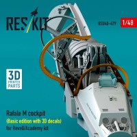 RSU48-0479   Rafale M cockpit (Basic edition with 3D decals) for Revell/Academy kit (3D printed) (1/48) (attach1 88455)