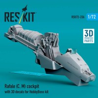 RSU72-0236   Rafale (C, M) cockpit with 3D decals for HobbyBoss kit (3D Printed) (1/72) (attach1 88640)